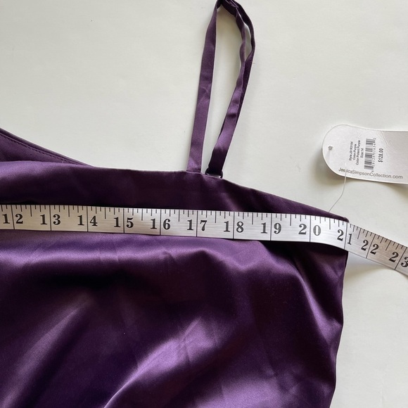 NWT! ($130) Jessica Simpson One Shoulder Purple Satin Dress Formal Prom Dress 14 - Picture 9 of 12